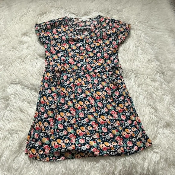 Loft Floral Sidetie Henley Mini Dress - Picture 2 of 5